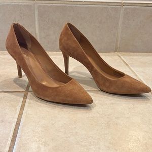 Calvin Klein Tan Suede Pointed-Toe Pumps